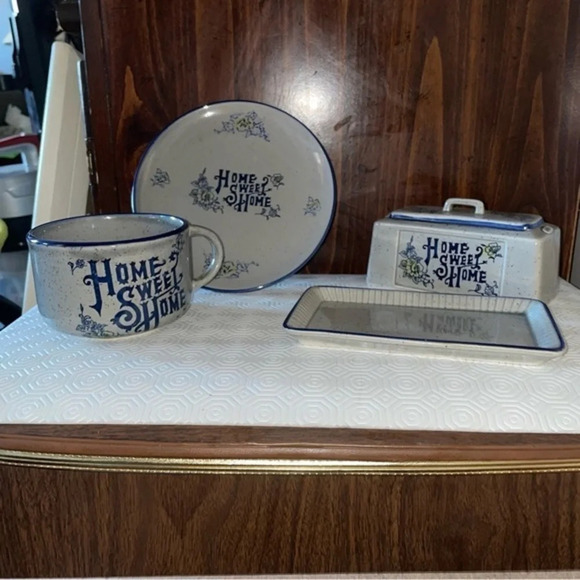17Pc home sweet home ceramic kitchen and tea set - Picture 2 of 11